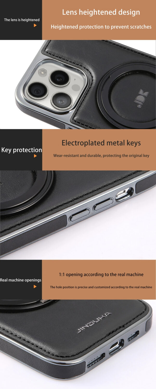 Luxury Premium Kickstand Magnetic Leather Phone Case For iPhone Series - Image 13
