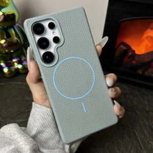 Luxury Premium Business Style Litchi Texture Magnetic Wireless Charging Phone Cover Case for Samsung Galaxy S Series