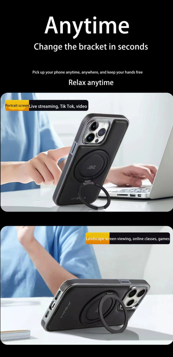 Luxury Premium Kickstand Magnetic Leather Phone Case For iPhone Series - Image 14