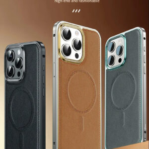 Luxury Premium Metal Frame Aluminum Alloy Phone Bumper Removable Shockproof Leather Case Cover For iPhone Series