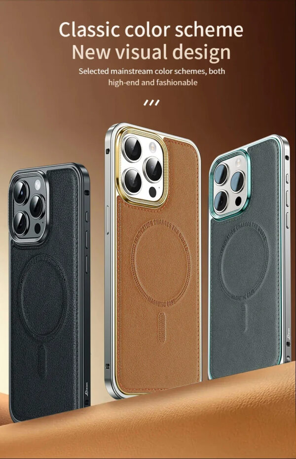 Luxury Premium Metal Frame Aluminum Alloy Phone Bumper Removable Shockproof Leather Case Cover For iPhone Series
