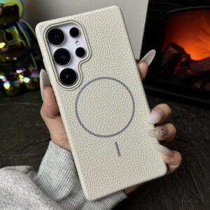 Luxury Premium Business Style Litchi Texture Magnetic Wireless Charging Phone Cover Case for Samsung Galaxy S Series