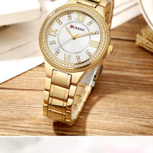 Luxury Premium CURREN New Fashion Top Brand  Stainless Steel Bracelet Classic Business Wristwatch - Gold