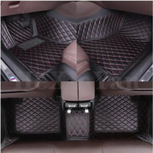 Luxury Premium Leather 7D Car Mats Waterproof Durable Easy Clean Non Skid Customized Car Floor Mat - Black Red