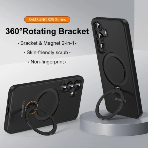 Luxury Premium Clear Matte Frosted Magnetic Invisible Metal Kickstand Holder  Case Cover For Samsung A Series - Image 5