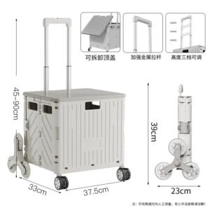 Luxury Premium Portable foldable shopping trolley  with wheels - Grey
