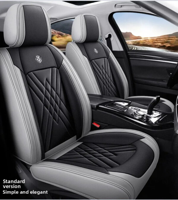 Luxury Premium All Season Quited PU Leather Waterproof Universal 5 Seater Fit Sedan Car Seat Cover with Pillows - Image 24