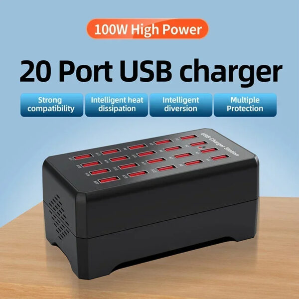 100W Multi Port Universal Smart Desktop Fast Charging Station Power Adapter - Image 16