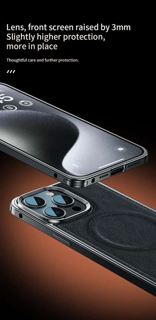 Luxury Premium Metal Frame Aluminum Alloy Phone Bumper Removable Shockproof Leather Case Cover For iPhone Series - Image 24