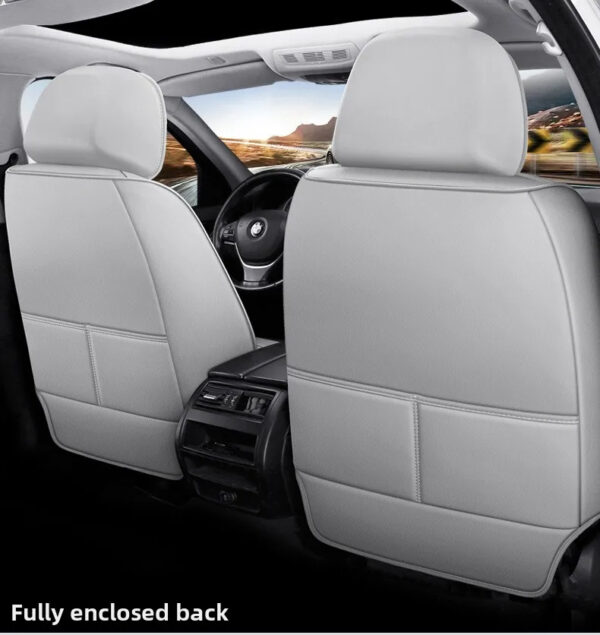 Luxury Premium All Season Quited PU Leather Waterproof Universal 5 Seater Fit Sedan Car Seat Cover with Pillows - Image 25