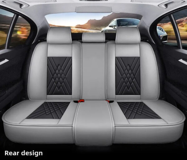 Luxury Premium All Season Quited PU Leather Waterproof Universal 5 Seater Fit Sedan Car Seat Cover with Pillows - Image 26