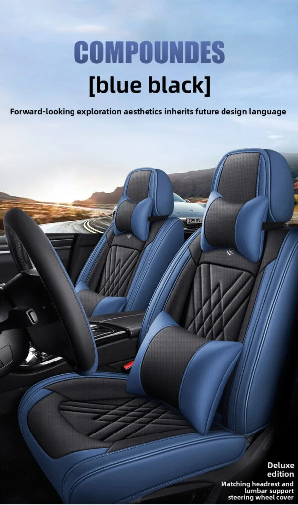 Luxury Premium All Season Quited PU Leather Waterproof Universal 5 Seater Fit Sedan Car Seat Cover with Pillows - Image 31