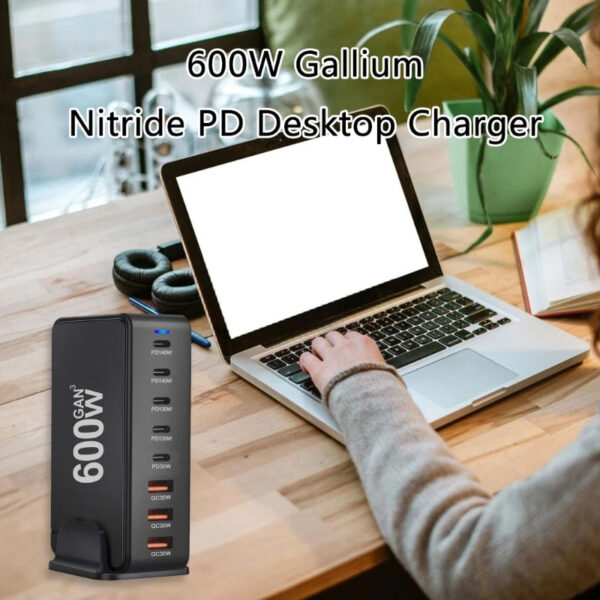 600W GaN USB C Charger 8 port Desktop Charging Station PD3.0 USB Type C Fast Charger - Image 25