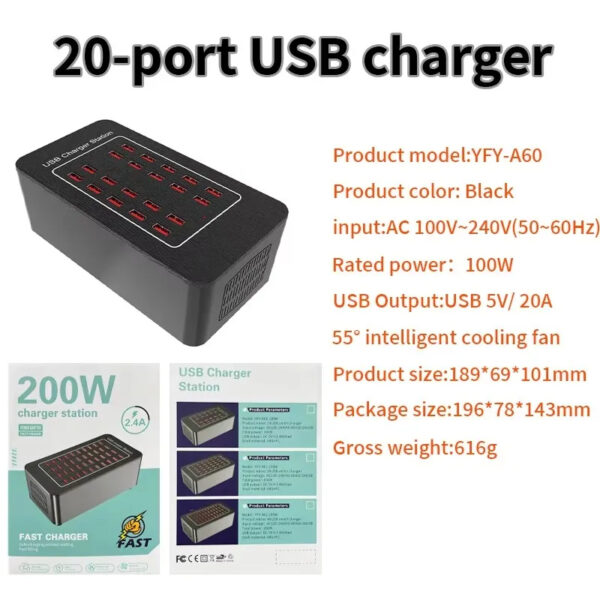 100W Multi Port Universal Smart Desktop Fast Charging Station Power Adapter - Image 6