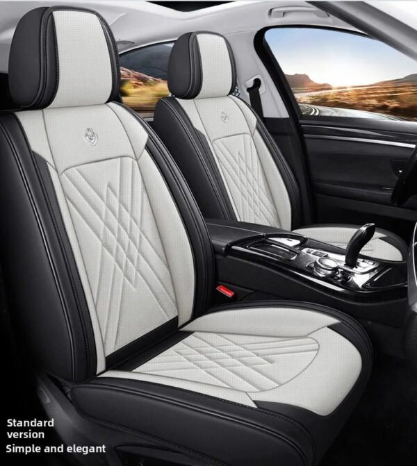 Luxury Premium All Season Quited PU Leather Waterproof Universal 5 Seater Fit Sedan Car Seat Cover with Pillows - Image 36