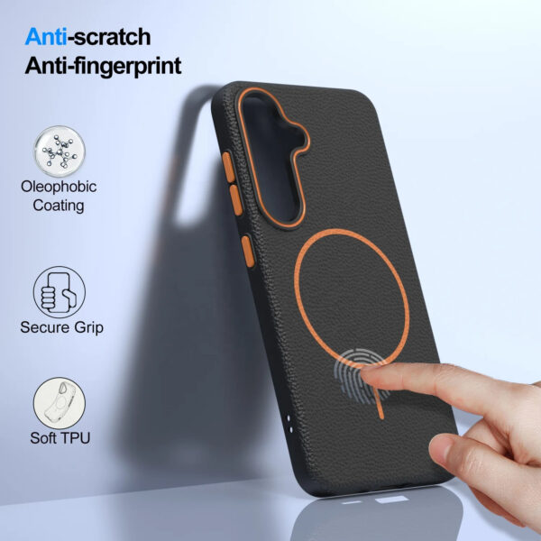 Luxury Premium Business Style Litchi Texture Magnetic Wireless Charging Phone Cover Case for Samsung Galaxy A Series - Image 12