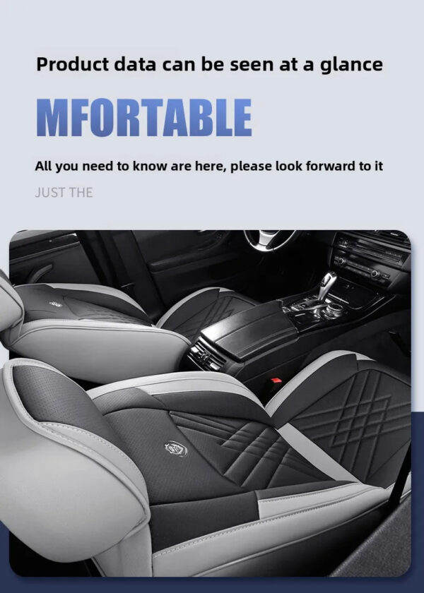 Luxury Premium All Season Quited PU Leather Waterproof Universal 5 Seater Fit Sedan Car Seat Cover with Pillows - Image 47