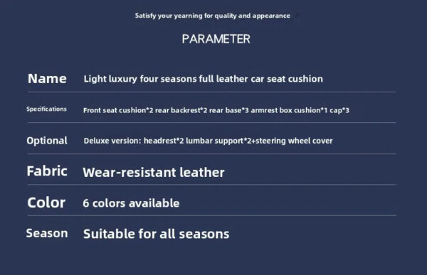 Luxury Premium All Season Quited PU Leather Waterproof Universal 5 Seater Fit Sedan Car Seat Cover with Pillows - Image 48