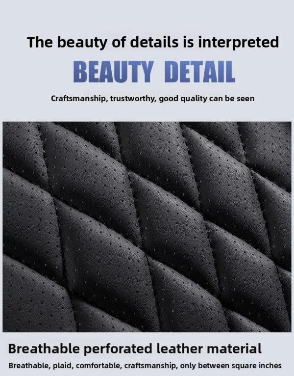 Luxury Premium All Season Quited PU Leather Waterproof Universal 5 Seater Fit Sedan Car Seat Cover with Pillows - Image 49