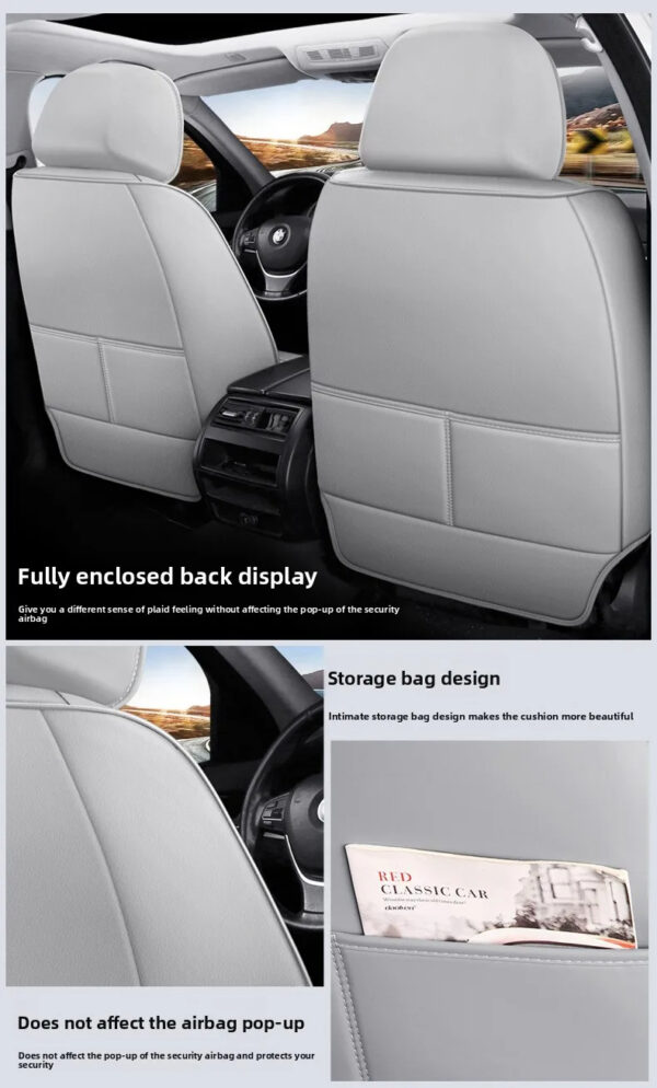Luxury Premium All Season Quited PU Leather Waterproof Universal 5 Seater Fit Sedan Car Seat Cover with Pillows - Image 51