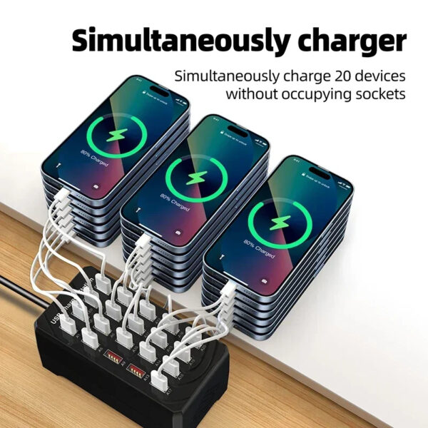 100W Multi Port Universal Smart Desktop Fast Charging Station Power Adapter - Image 10