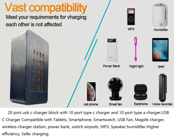 100W Multi Port Universal Smart Desktop Fast Charging Station Power Adapter - Image 19