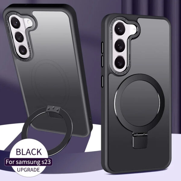 Luxury Premium Clear Matte Frosted Magnetic Invisible Metal Kickstand Holder  Case Cover For Samsung A Series - Image 4