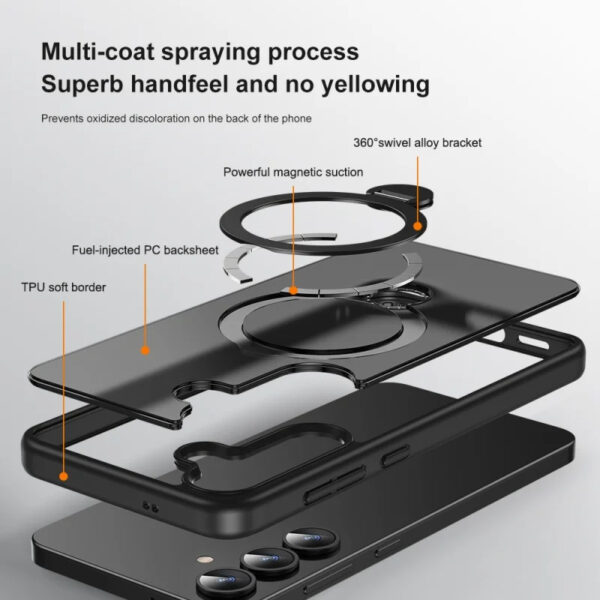 Luxury Premium Clear Matte Frosted Magnetic Invisible Metal Kickstand Holder  Case Cover For Samsung A Series - Image 9