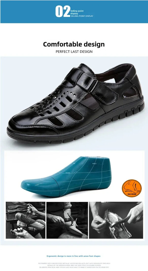 New Summer Genuine Leather Casual Wear-Resistant Hollow Skin Men's Sandals - Image 5