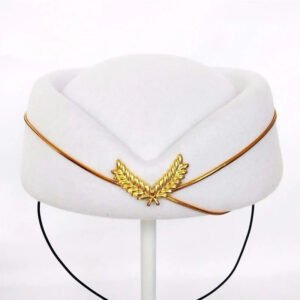 Luxury Premium Stewardess Beret Party Cosplay Formal Party Costume Hat - White