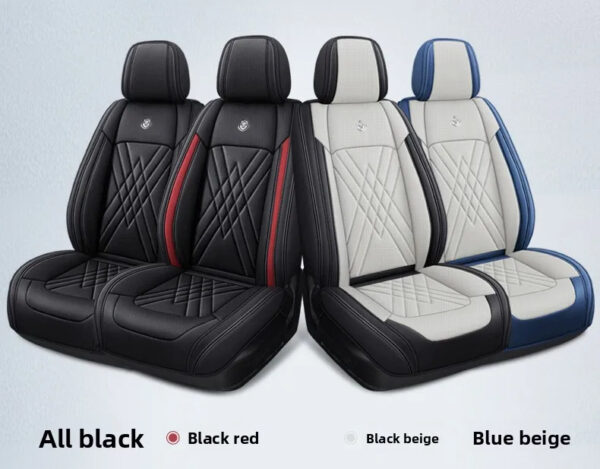 Luxury Premium All Season Quited PU Leather Waterproof Universal 5 Seater Fit Sedan Car Seat Cover with Pillows - Image 13