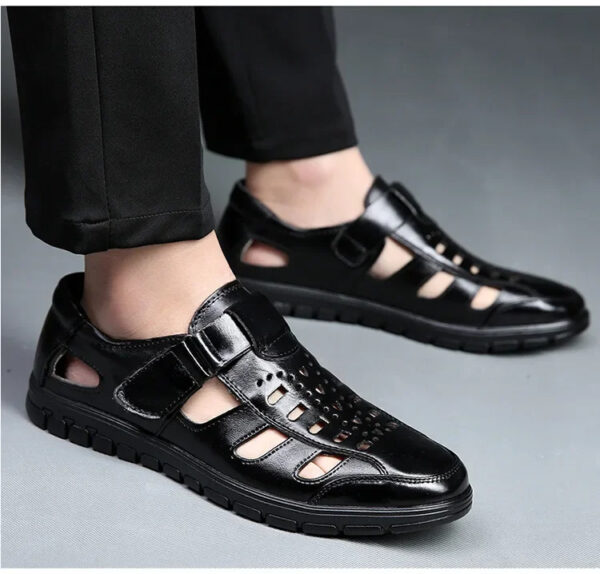 New Summer Genuine Leather Casual Wear-Resistant Hollow Skin Men's Sandals - Image 8