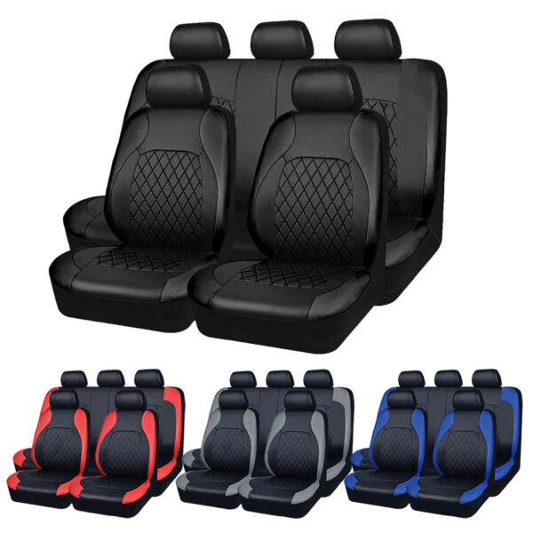 Luxury Premium All Season Quited PU Leather Waterproof Universal 5 Seater Fit Sedan Car Seat Cover with Pillows - Image 7
