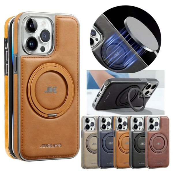 Luxury Premium Kickstand Magnetic Leather Phone Case For iPhone Series - Image 26