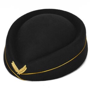 Luxury Premium Stewardess Beret Party Cosplay Formal Party Costume Hat - Black