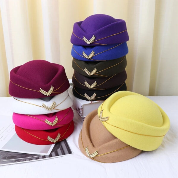 Luxury Premium Stewardess Beret Party Cosplay Formal Party Costume Hat - Image 16