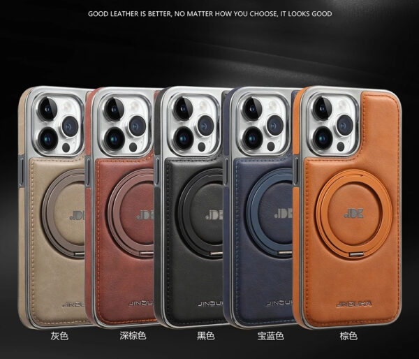 Luxury Premium Kickstand Magnetic Leather Phone Case For iPhone Series - Image 21