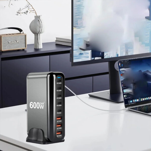 600W GaN USB C Charger 8 port Desktop Charging Station PD3.0 USB Type C Fast Charger - Image 16