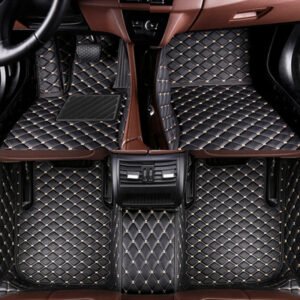 Luxury Premium Leather 7D Car Mats Waterproof Durable Easy Clean Non Skid Customized Car Floor Mat - Black Beige