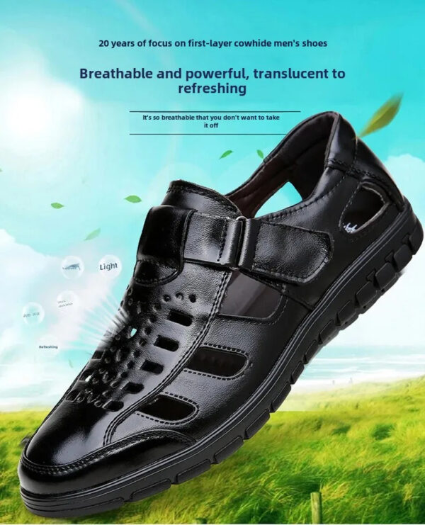 New Summer Genuine Leather Casual Wear-Resistant Hollow Skin Men's Sandals - Image 15