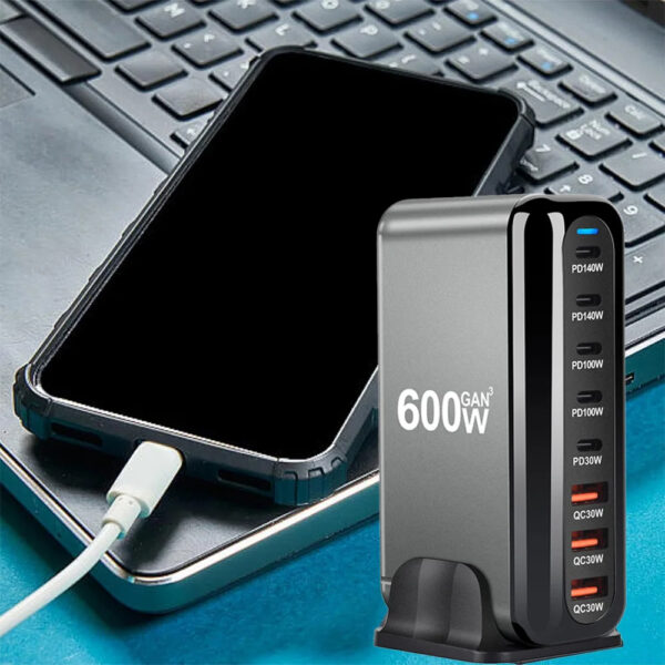 600W GaN USB C Charger 8 port Desktop Charging Station PD3.0 USB Type C Fast Charger - Image 14