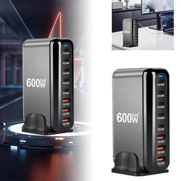 600W GaN USB C Charger 8 port Desktop Charging Station PD3.0 USB Type C Fast Charger - Image 13