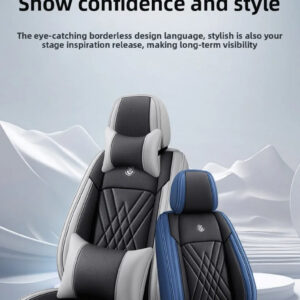 Luxury Premium All Season Quited PU Leather Waterproof Universal 5 Seater Fit Sedan Car Seat Cover with Pillows
