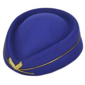 Luxury Premium Stewardess Beret Party Cosplay Formal Party Costume Hat - Blue