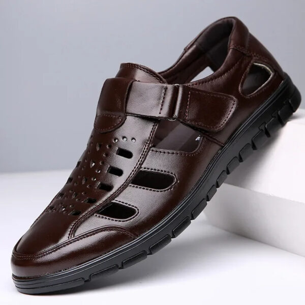 New Summer Genuine Leather Casual Wear-Resistant Hollow Skin Men's Sandals - Image 21