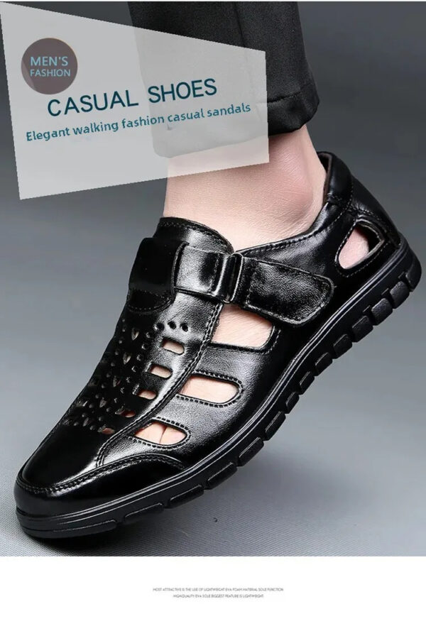 New Summer Genuine Leather Casual Wear-Resistant Hollow Skin Men's Sandals - Image 16