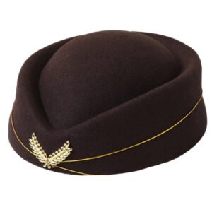 Luxury Premium Stewardess Beret Party Cosplay Formal Party Costume Hat - Coffee Brown