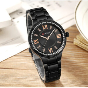 Luxury Premium CURREN New Fashion Top Brand  Stainless Steel Bracelet Classic Business Wristwatch - Black