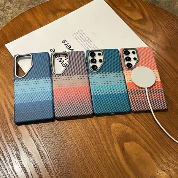 Luxury Premium Slim Carbon Fibre Stripe Wireless Charging Magnetic For Magsafe Case For Samsung Galaxy S Series - Image 20