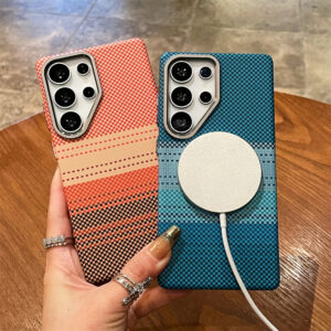 Luxury Premium Slim Carbon Fibre Stripe Wireless Charging Magnetic For Magsafe Case For Samsung Galaxy S Series